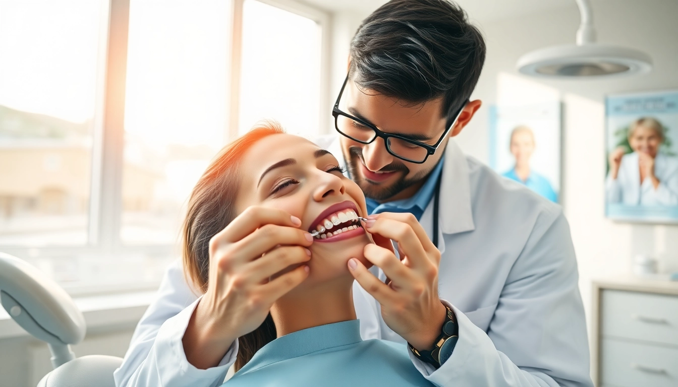 Adjusting braces Myrtle Beach in a modern clinic with a friendly orthodontist.