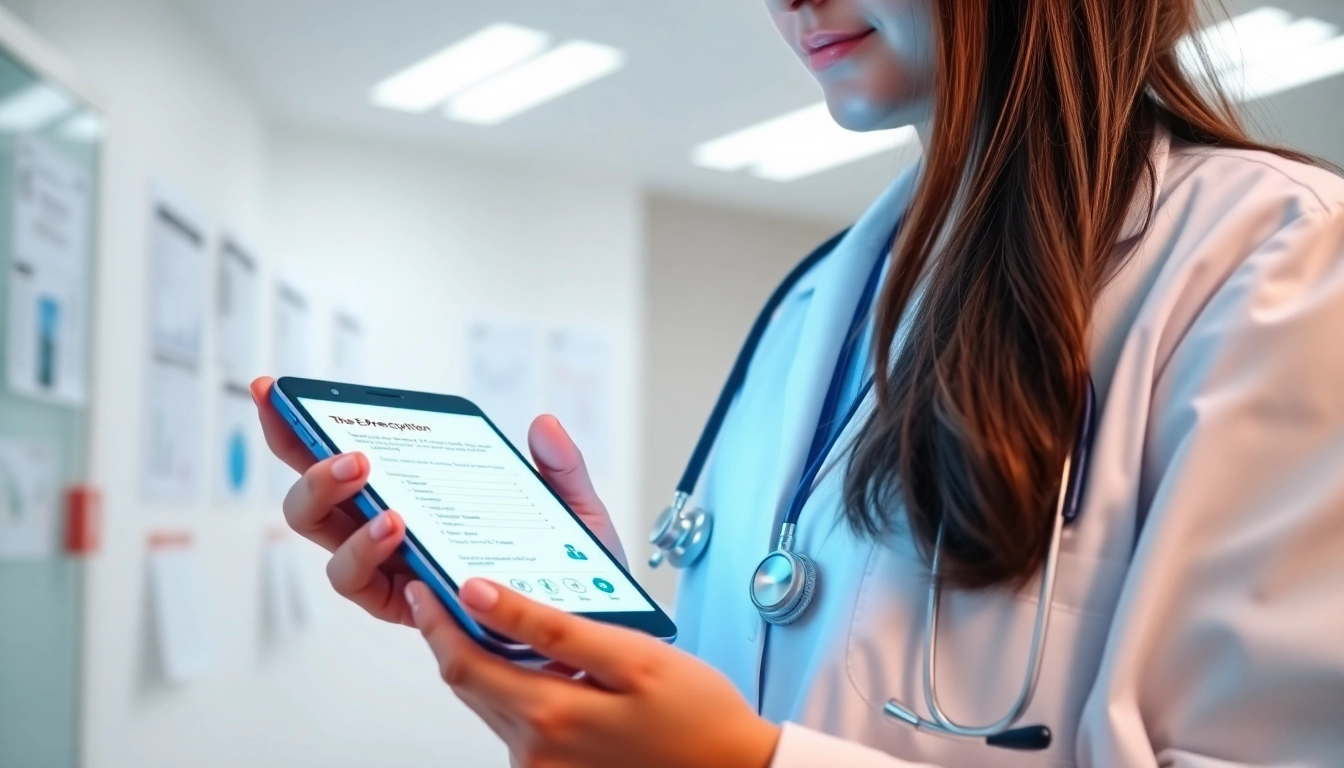 Enhance understanding of the advantages of using eprescription apps with a healthcare professional using a digital device.